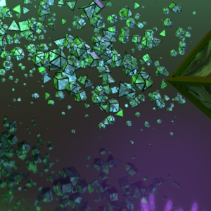 3D morphed diamond mesh cascade workstation desk mat with violet and emerald gradient
